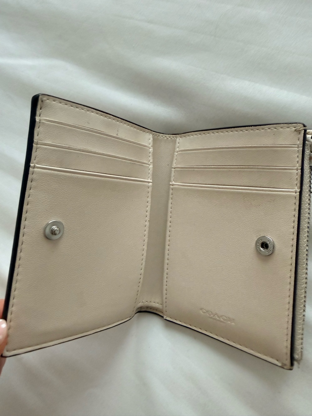 Coach Small Signature Canvas Wallet in Khaki and Tan - Picture 3 of 6
